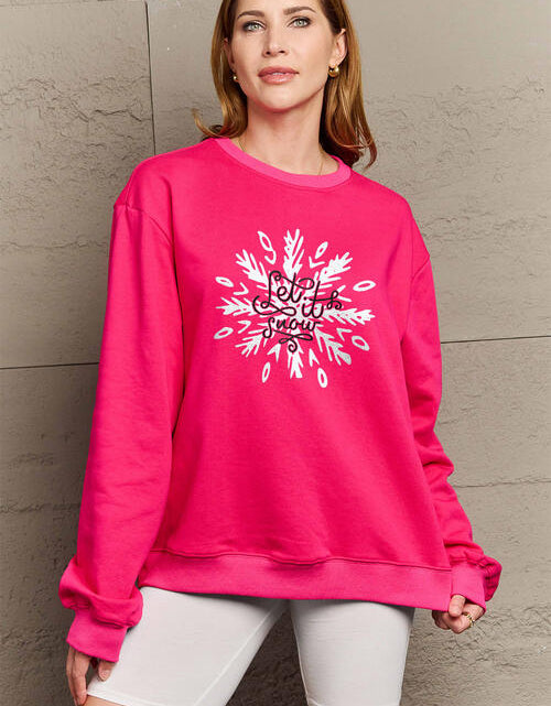 Load image into Gallery viewer, Simply Love Full Size LET IT SNOW Long Sleeve Sweatshirt
