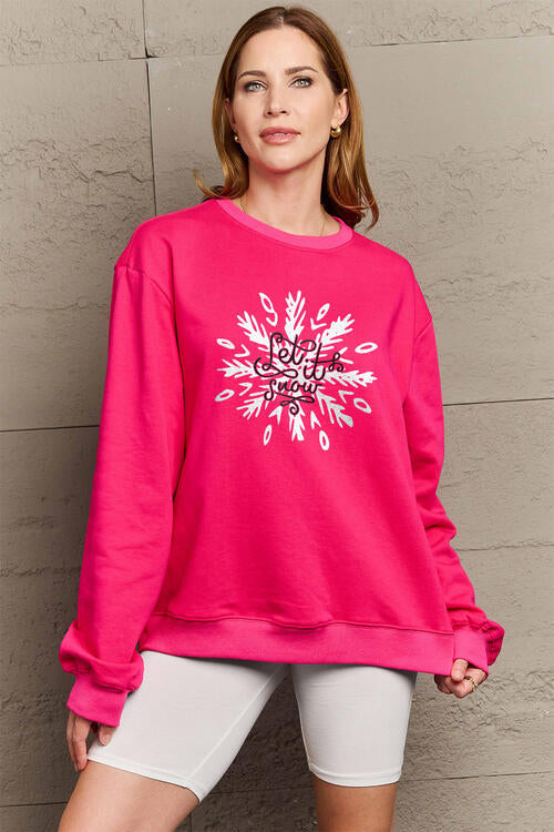 Simply Love Full Size LET IT SNOW Long Sleeve Sweatshirt