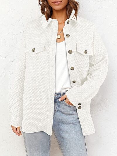 Button Up Dropped Shoulder Jacket