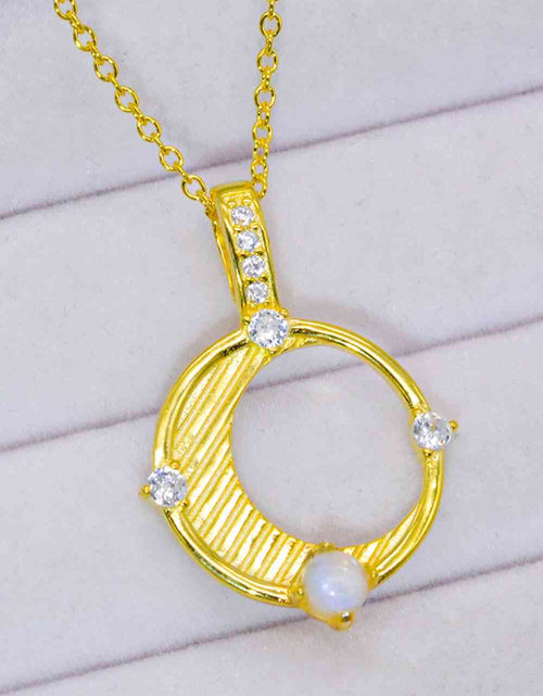 Load image into Gallery viewer, Inlaid Zircon and Natural Moonstone Pendant Necklace
