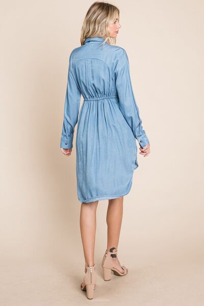 Load image into Gallery viewer, Faith Apparel Button Up Drawstring Shirt Dress
