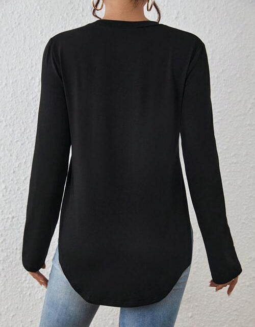 Load image into Gallery viewer, Round Neck Long Sleeve Slit T-Shirt
