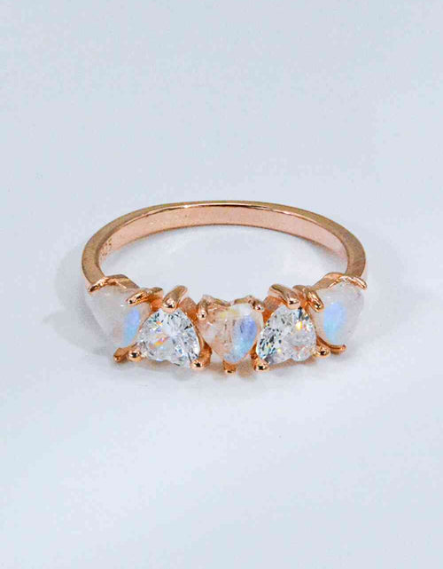 Load image into Gallery viewer, Moonstone and Zircon Heart Ring
