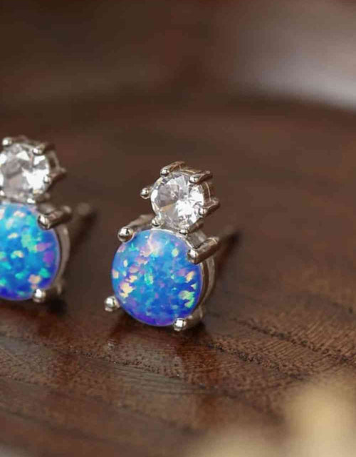 Load image into Gallery viewer, 4-Prong Opal Stud Earrings
