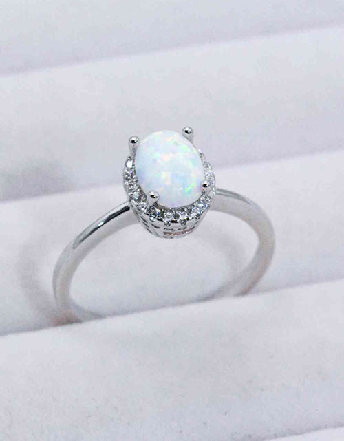 Load image into Gallery viewer, 925 Sterling Silver 4-Prong Opal Ring
