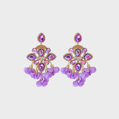 Load image into Gallery viewer, Flower Shape Rhinestone Alloy Dangle Earrings
