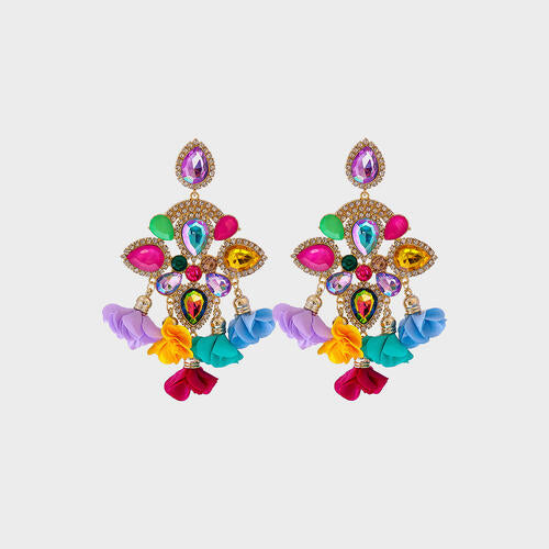 Load image into Gallery viewer, Flower Shape Rhinestone Alloy Dangle Earrings
