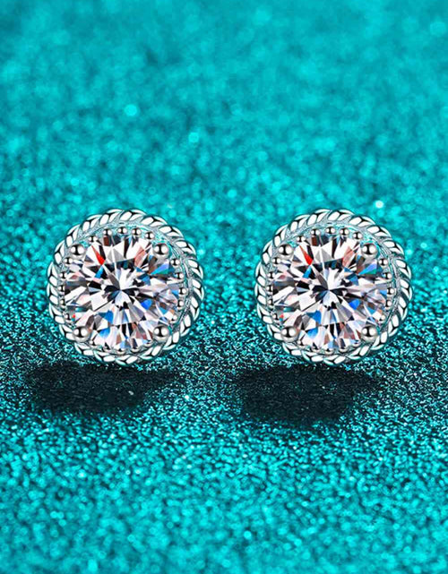 Load image into Gallery viewer, 1 Carat Moissanite Rhodium-Plated Round Stud Earrings
