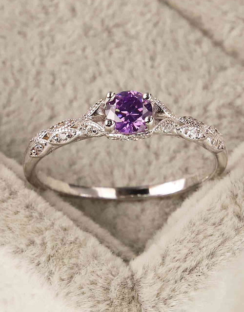 Load image into Gallery viewer, Inlaid Amethyst 4-Prong Ring
