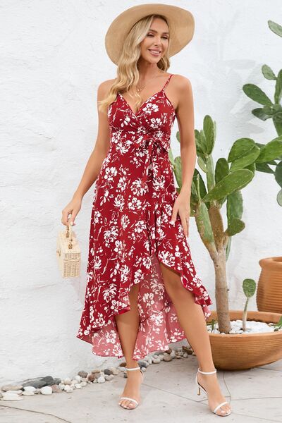 Load image into Gallery viewer, High-Low Tie Waist Printed Cami Dress
