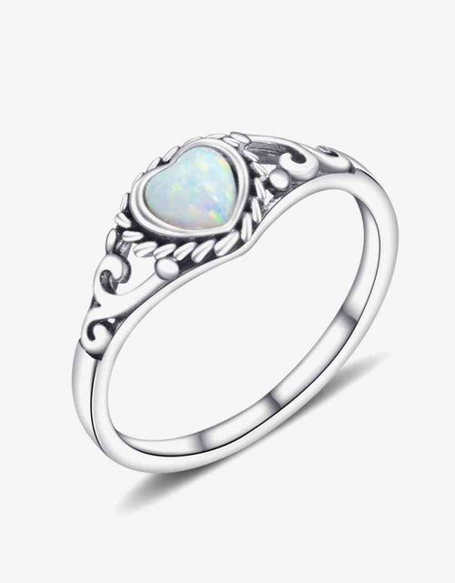 Load image into Gallery viewer, 925 Sterling Silver Heart-Shape Opal Ring
