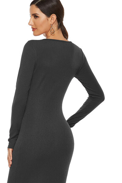 Load image into Gallery viewer, Ribbed Scoop Neck Sweater Dress
