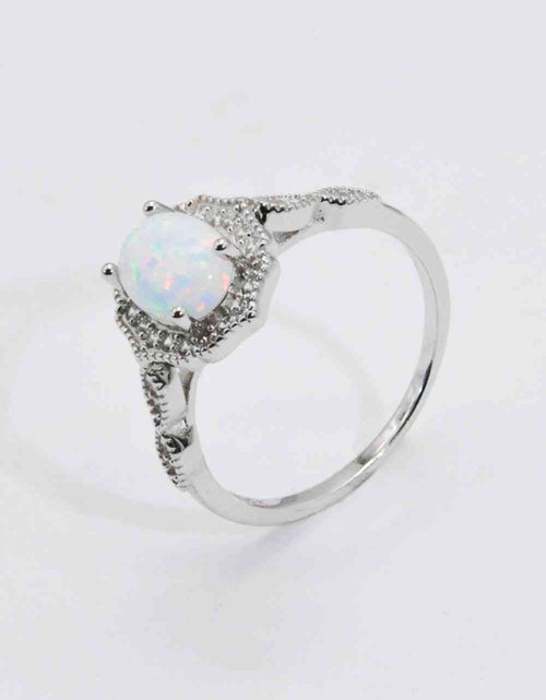 Load image into Gallery viewer, 925 Sterling Silver Platinum-Plated Opal Ring
