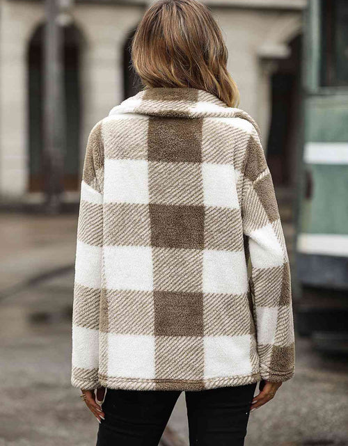 Load image into Gallery viewer, Plaid Collared Neck Button Down Jacket
