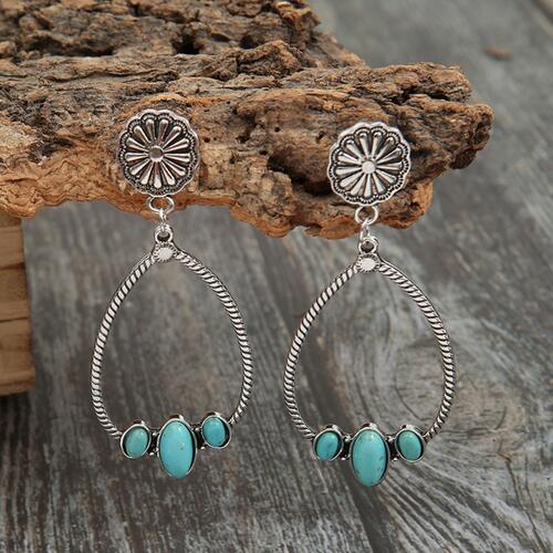 Load image into Gallery viewer, Artificial Turquoise Teardrop Earrings
