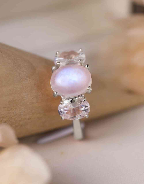 Load image into Gallery viewer, High Quality Natural Moonstone 925 Sterling Silver Three Stone Ring
