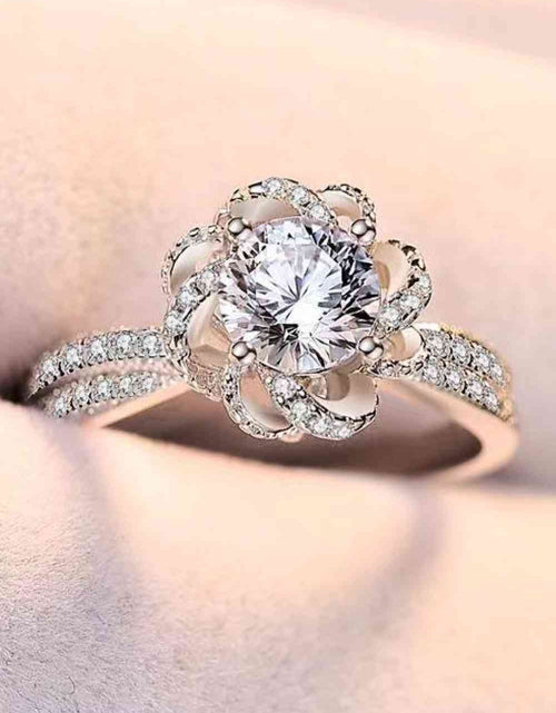 Load image into Gallery viewer, 2 Carat Moissanite Floral Platinum-Plated Ring
