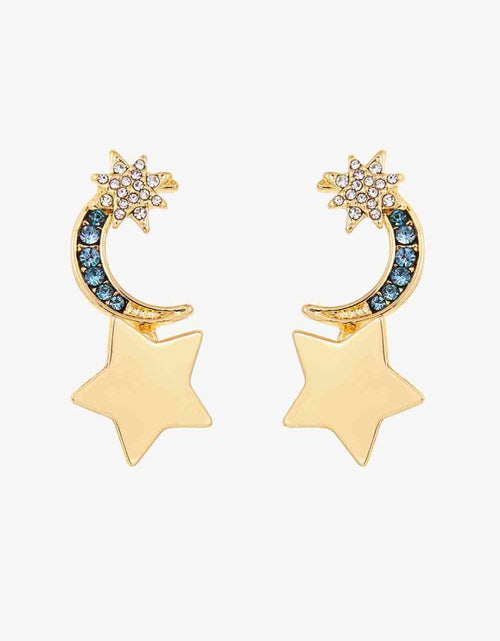 Load image into Gallery viewer, 5-Pair Wholesale Lasting Wish Inlaid Rhinestone Star and Moon Drop Earrings
