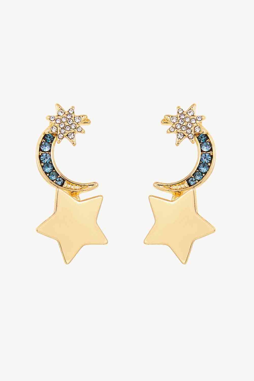 5-Pair Wholesale Lasting Wish Inlaid Rhinestone Star and Moon Drop Earrings