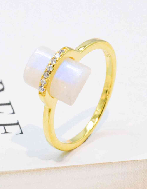 Load image into Gallery viewer, Natural Moonstone Platinum-Plated Ring
