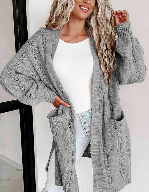 Load image into Gallery viewer, Cable-Knit Dropped Shoulder Cardigan
