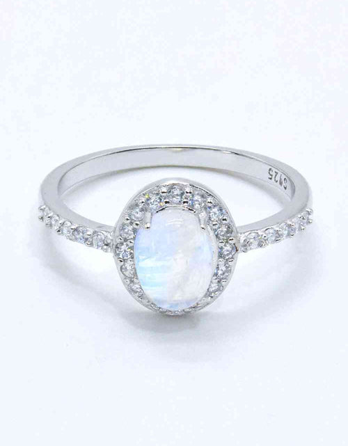 Load image into Gallery viewer, 925 Sterling Silver Natural Moonstone Halo Ring
