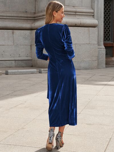 Load image into Gallery viewer, Surplice Puff Sleeve Midi Dress
