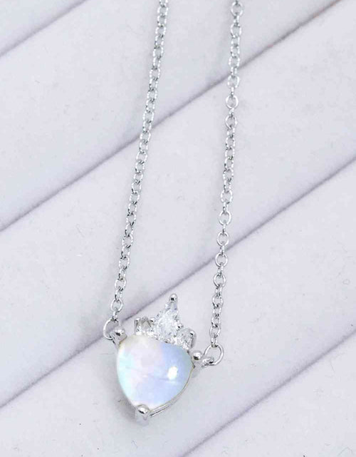 Load image into Gallery viewer, 925 Sterling Silver Moonstone Heart Pendant Necklace
