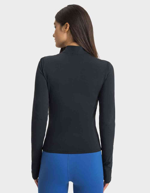 Load image into Gallery viewer, Half Zip Thumbhole Sleeve Sports Top
