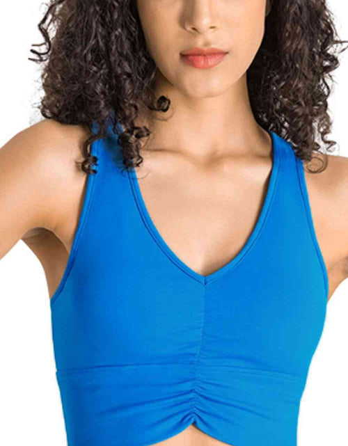 Load image into Gallery viewer, Gathered Detail Halter Neck Sports Bra
