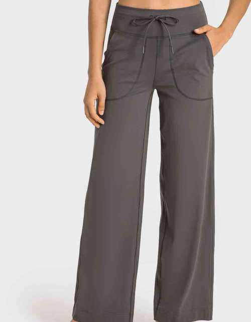 Load image into Gallery viewer, Drawstring Waist Wide Leg Sports Pants with Pockets
