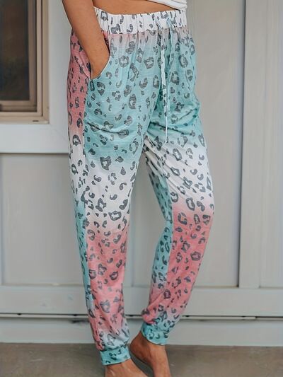 Load image into Gallery viewer, Drawstring Leopard Pants with Pockets
