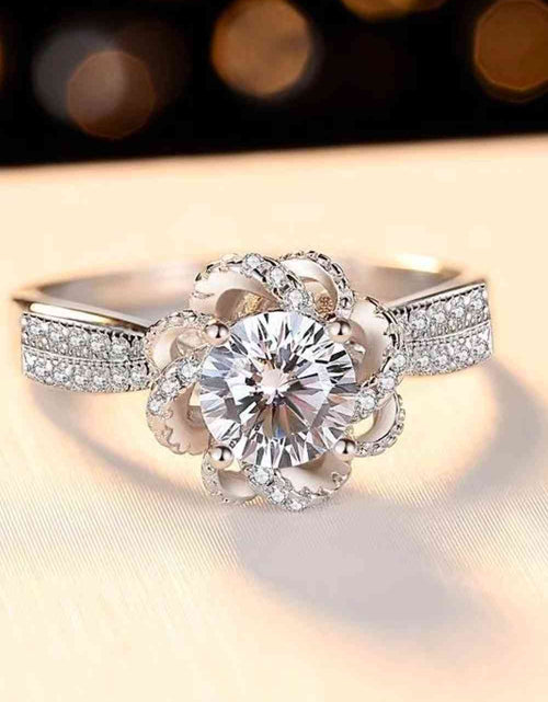 Load image into Gallery viewer, 2 Carat Moissanite Floral Platinum-Plated Ring
