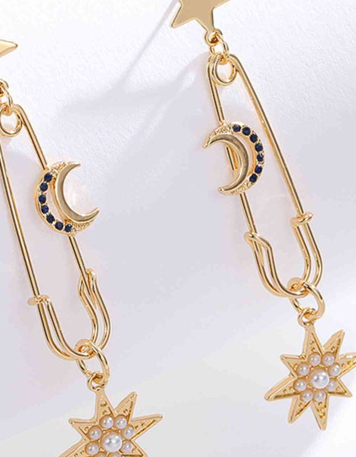 Load image into Gallery viewer, 5-Pair Wholesale Inlaid Pearl Star and Moon Drop Earrings
