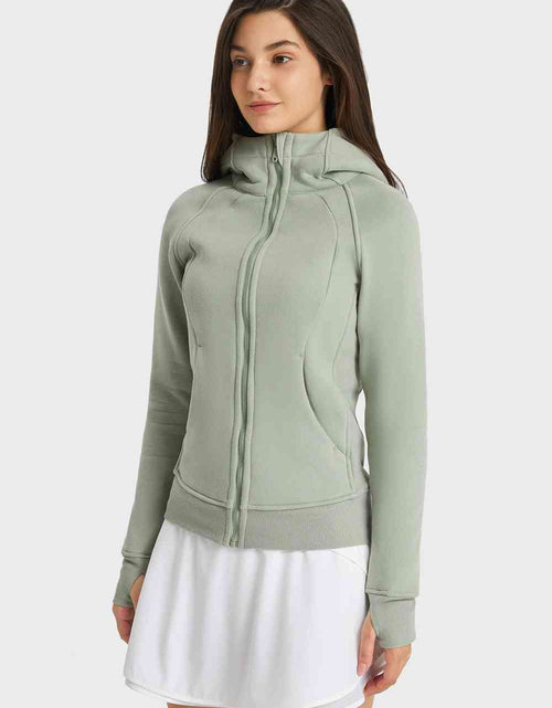 Load image into Gallery viewer, Zip Up Seam Detail Hooded Sports Jacket
