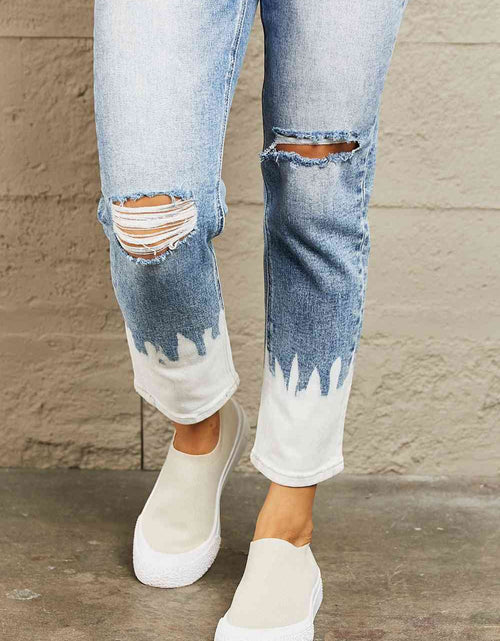 Load image into Gallery viewer, BAYEAS High Waisted Distressed Painted Cropped Skinny Jeans
