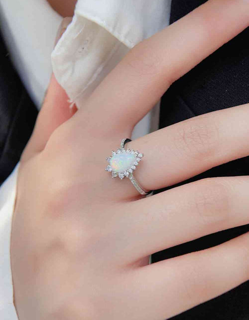 Load image into Gallery viewer, Platinum-Plated Opal Pear Shape Ring
