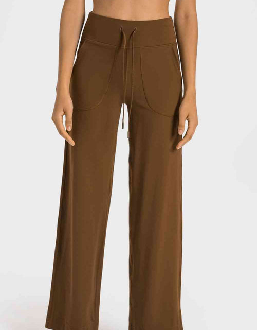 Load image into Gallery viewer, Drawstring Waist Wide Leg Sports Pants with Pockets
