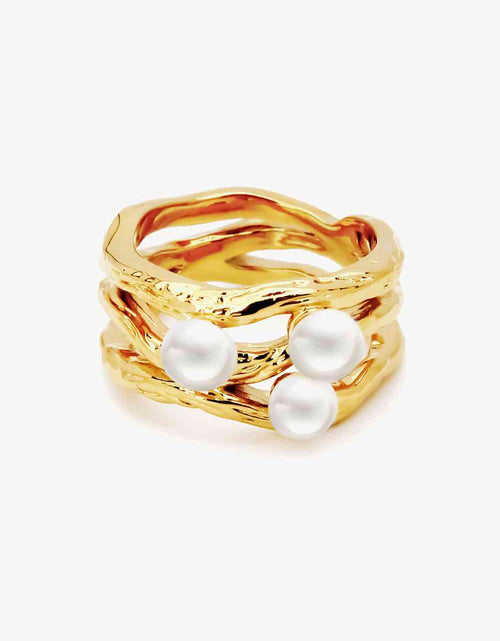 Load image into Gallery viewer, 18K Gold-Plated Three Pearl Ring
