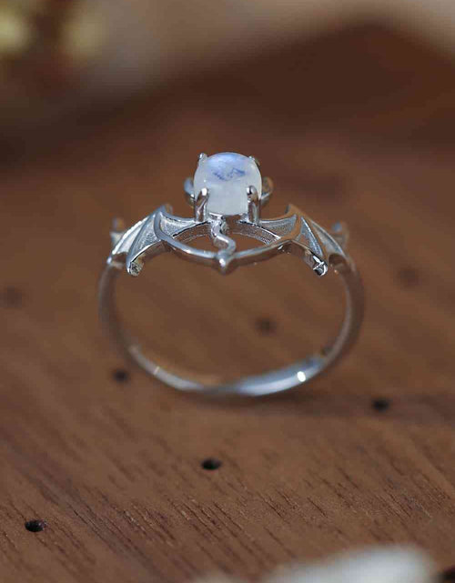 Load image into Gallery viewer, Moonstone Bat 925 Sterling Silver Ring
