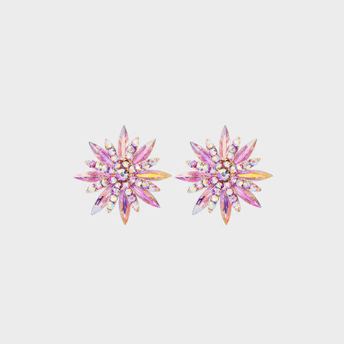 Load image into Gallery viewer, Flower Shape Rhinestone Alloy Stud Earrings
