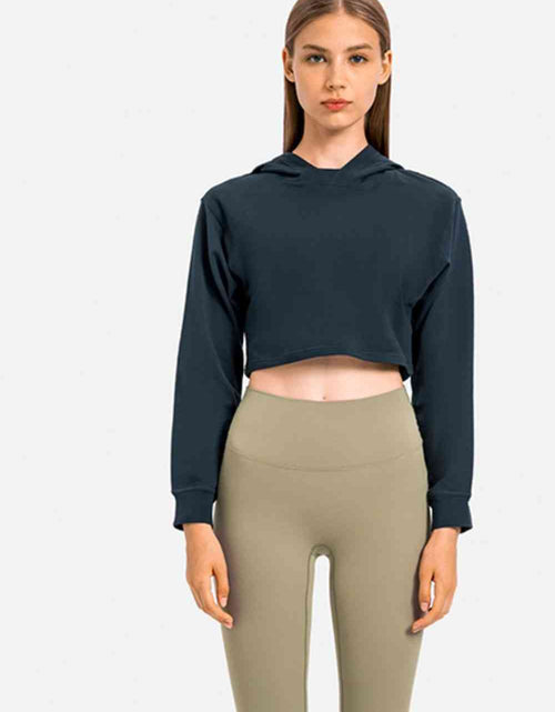 Load image into Gallery viewer, Long Sleeve Cropped Sports Hoodie
