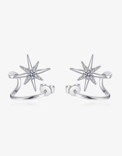 Load image into Gallery viewer, Moissanite Star Rhodium-Plated Earrings
