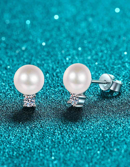 Load image into Gallery viewer, Moissanite Pearl Stud Earrings
