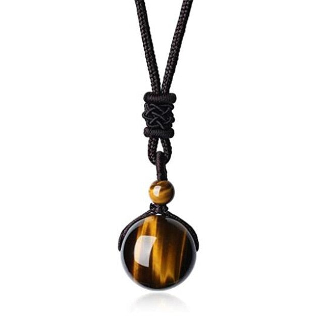 Tiger Eye Stone Pendant Necklace