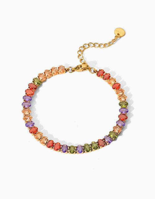 Load image into Gallery viewer, 18K Gold Plated Multicolored Zircon Bracelet
