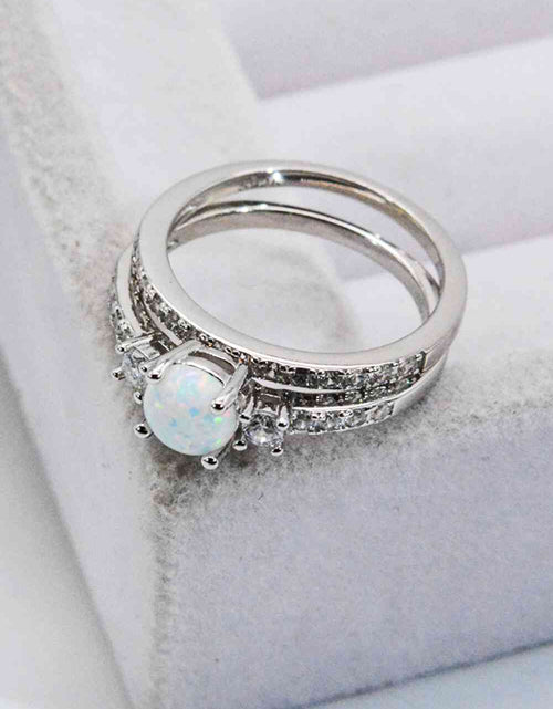 Load image into Gallery viewer, 925 Sterling Silver Opal Split Shank Ring
