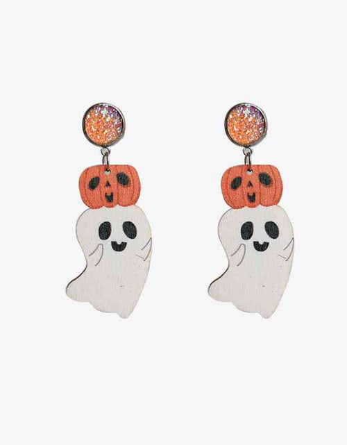 Load image into Gallery viewer, Ghost Shape Wooden Dangle Earrings
