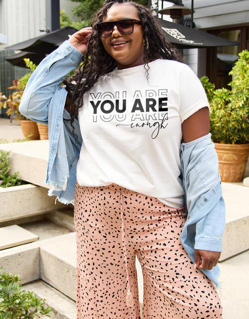 Load image into Gallery viewer, Simply Love Full Size YOU ARE ENOUGH Short Sleeve T-Shirt
