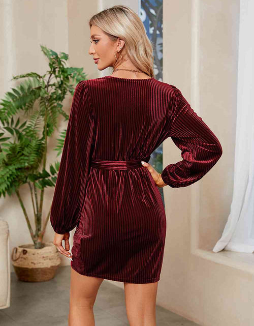 Load image into Gallery viewer, Ribbed Tie Front Mini Dress
